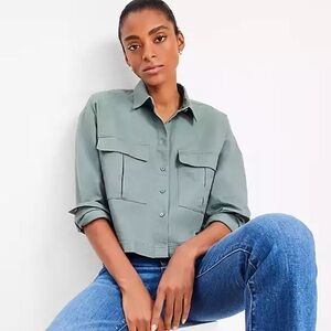 LOFT Workwear Modern Utility Shirt in Evergreen Haze